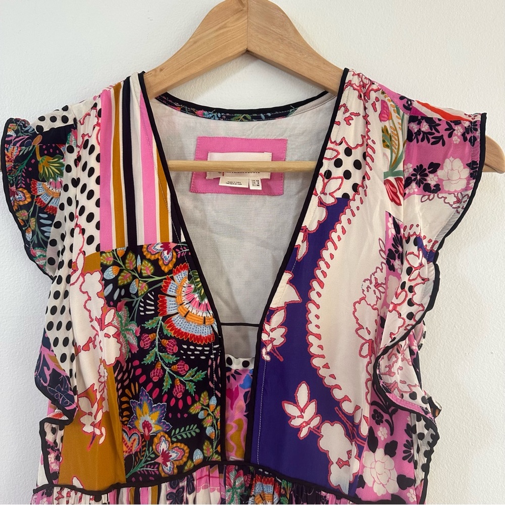 Anthropology Patchwork Multicolor Midi Dress Sz 6 - image 3